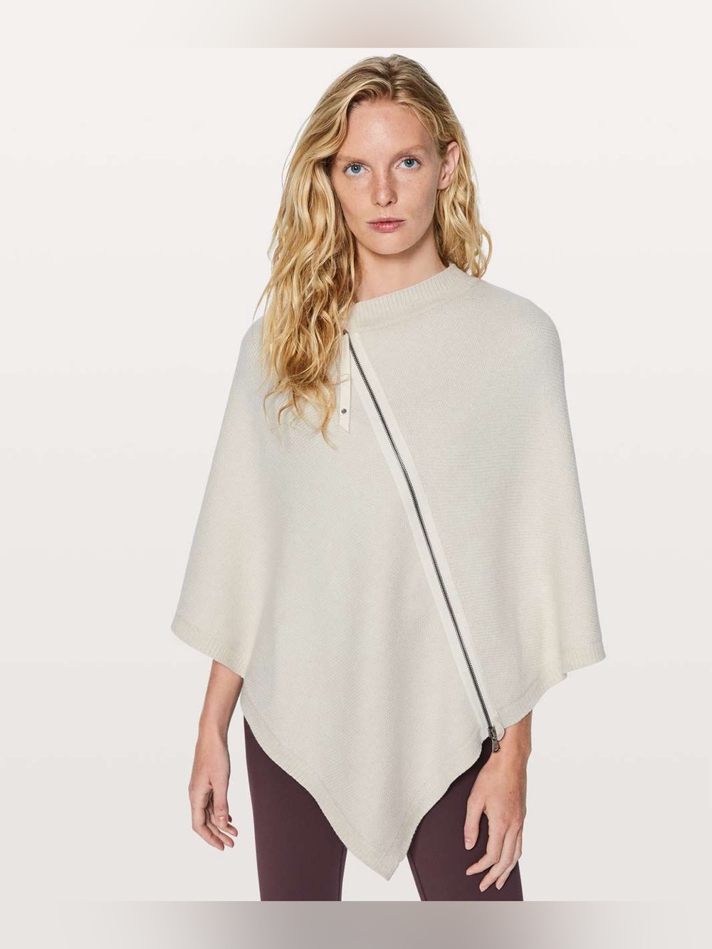 Lululemon Forward Fold Poncho
Cream Asymmetrical Zip Knit
Sweater One Size